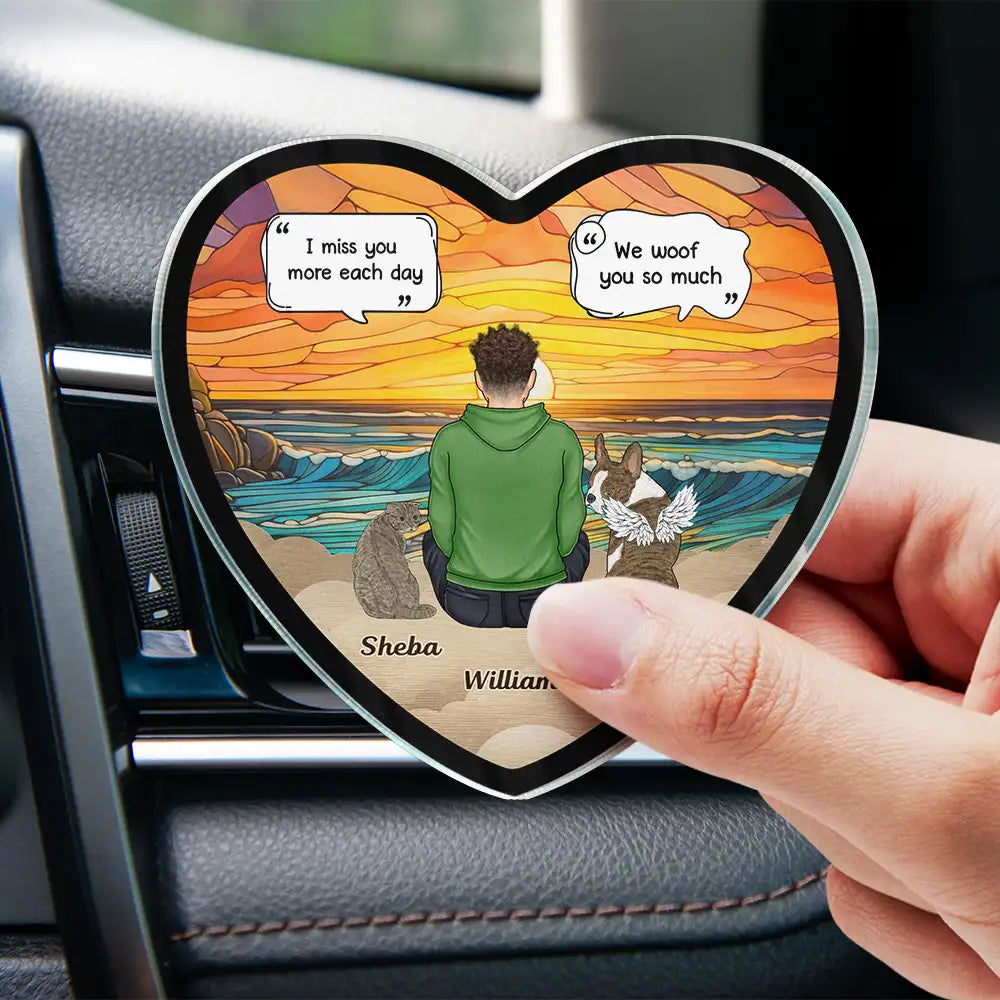 Memorial, Sad, Pet Lovers, Dog Lovers, Cat Lovers, Custom Photo - I Miss You Memorial Dog Cat - Personalized Acrylic Car Vent Clip