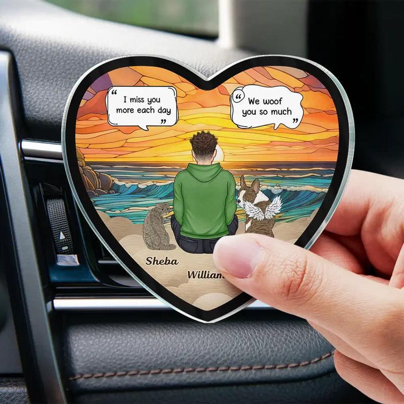 Memorial, Sad, Pet Lovers, Dog Lovers, Cat Lovers, Custom Photo - I Miss You Memorial Dog Cat - Personalized Acrylic Car Vent Clip