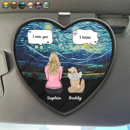 I Miss You Memorial Dog Cat - Personalized Custom Shaped Acrylic Car Visor Clip