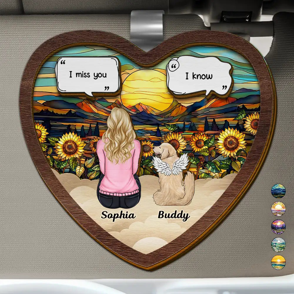 Pet Lovers, Cat Lovers, Dog Lovers, Dog Dad, Dog Mom - I Miss You Memorial Dog Cat - Personalized Custom Shaped Car Visor Clip