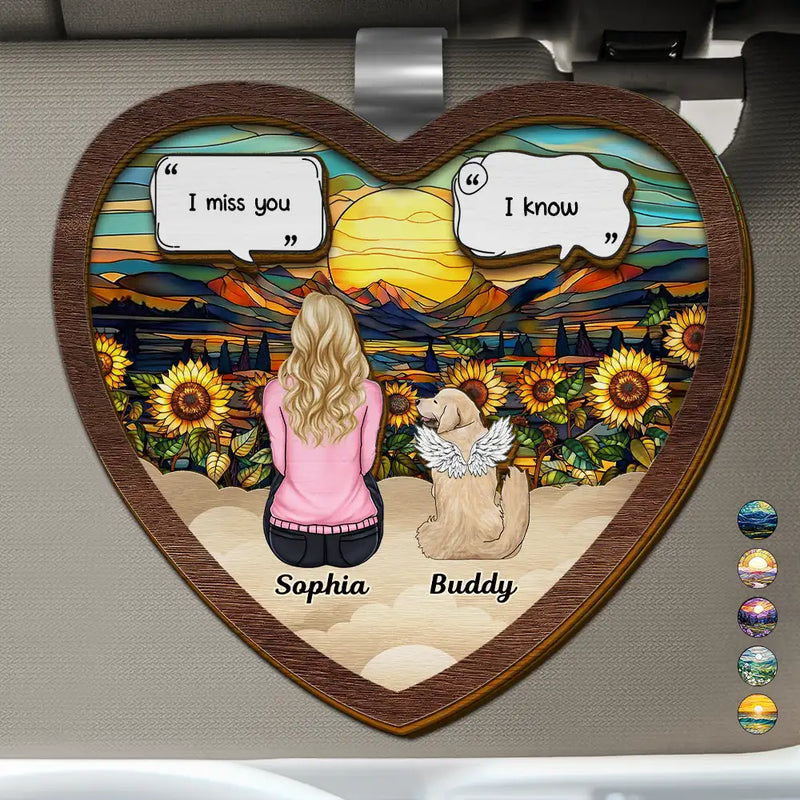 Pet Lovers, Cat Lovers, Dog Lovers, Dog Dad, Dog Mom - I Miss You Memorial Dog Cat - Personalized Custom Shaped Car Visor Clip