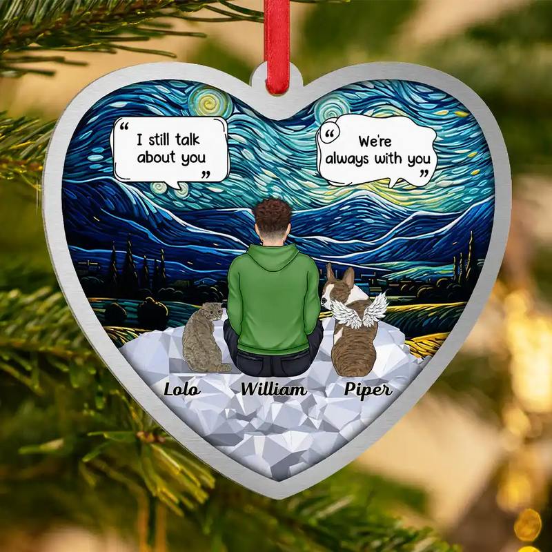 Pet Lovers,Love,Memorial,Christmas - I Miss You Memorial Dog Cat - Personalized Metal Ornament