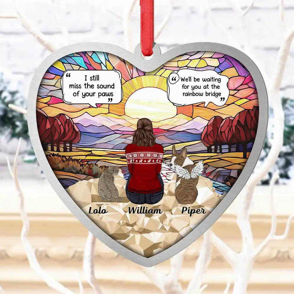 Pet Lovers,Love,Memorial,Christmas - I Miss You Memorial Dog Cat - Personalized Metal Ornament