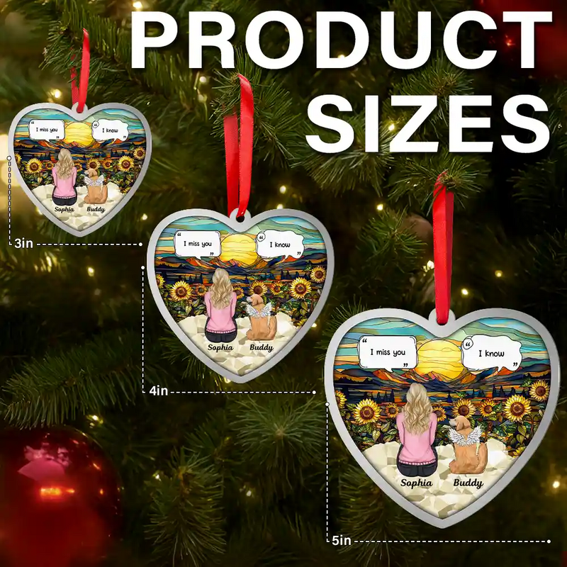 Pet Lovers,Love,Memorial,Christmas - I Miss You Memorial Dog Cat - Personalized Metal Ornament