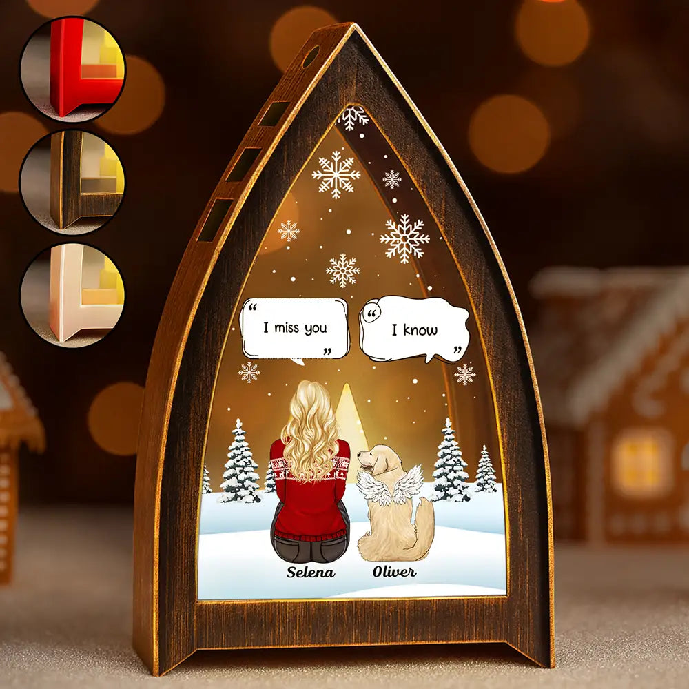 I Miss You Memorial Dog Cat - Personalized Tabletop Lantern Light