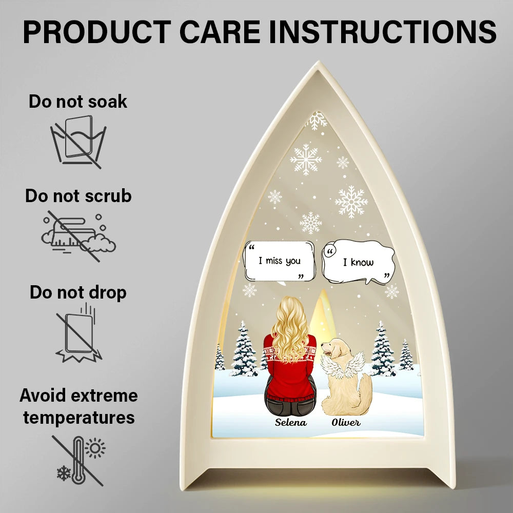 Sad, Memorial, Dog Lovers, Pet Lovers, Cat Lovers, Christmas, Dog Mom, Pet Mom - I Miss You Memorial Dog Cat - Personalized Tabletop Lantern Light