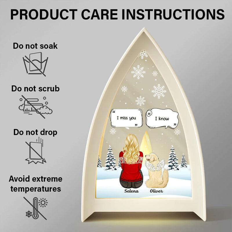 Sad, Memorial, Dog Lovers, Pet Lovers, Cat Lovers, Christmas, Dog Mom, Pet Mom - I Miss You Memorial Dog Cat - Personalized Tabletop Lantern Light