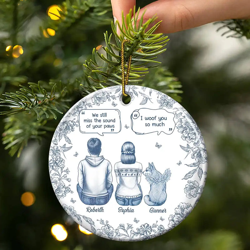 Sad, Memorial, Christmas, Dog Lovers, Pet Lovers, Cat Lovers, Dog Mom - I Miss You Memorial Dog Cat Toile - Personalized Circle Ceramic Ornament
