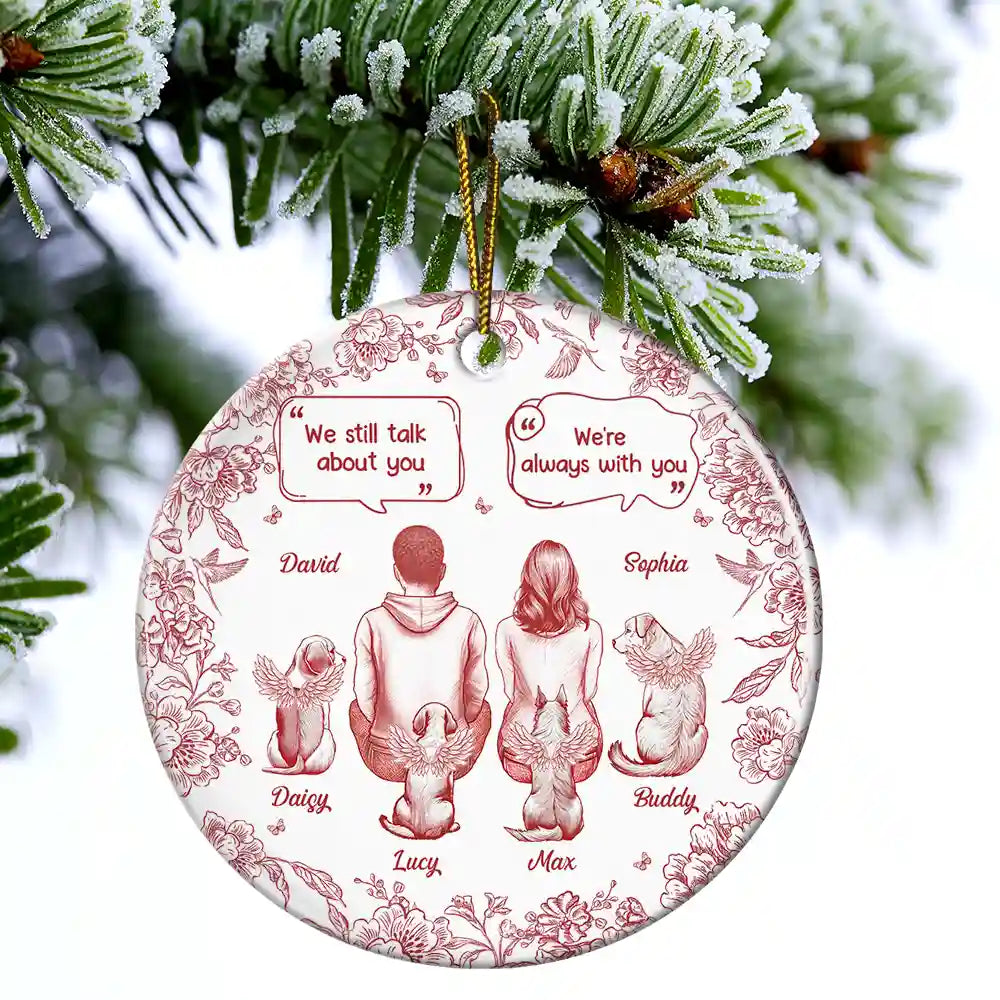 Sad, Memorial, Christmas, Dog Lovers, Pet Lovers, Cat Lovers, Dog Mom - I Miss You Memorial Dog Cat Toile - Personalized Circle Ceramic Ornament