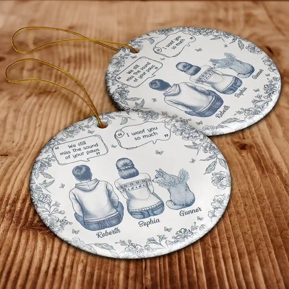 Sad, Memorial, Christmas, Dog Lovers, Pet Lovers, Cat Lovers, Dog Mom - I Miss You Memorial Dog Cat Toile - Personalized Circle Ceramic Ornament