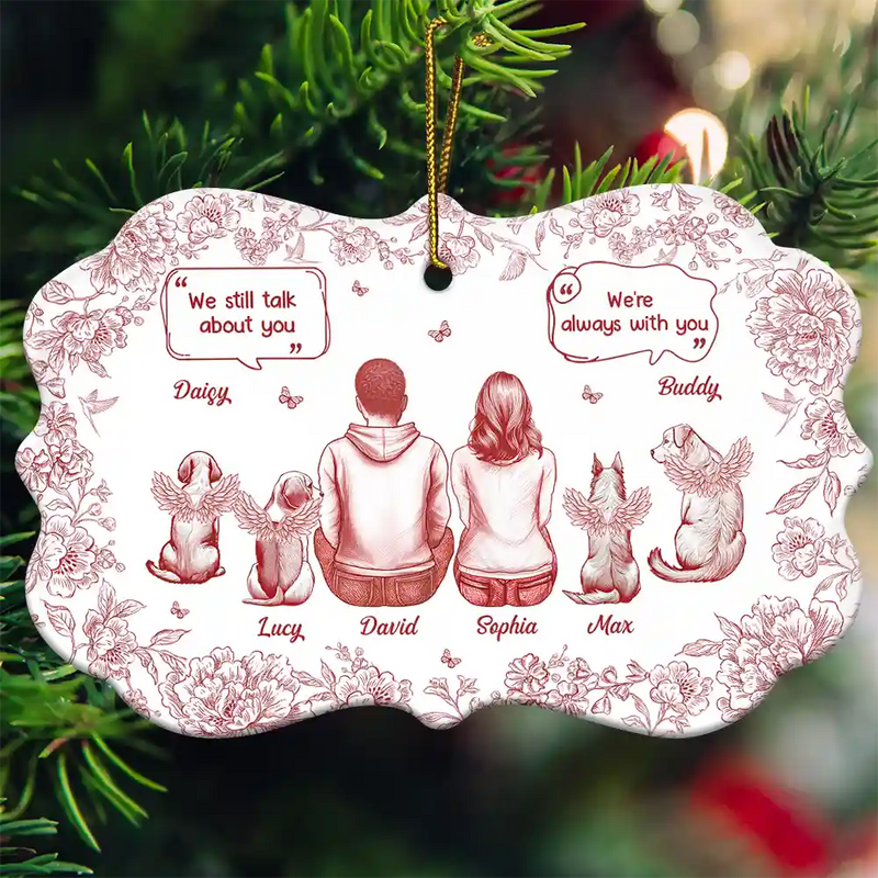 Sad,Memorial,Christmas,Dog Lovers,Pet Lovers,Cat Lovers,Dog Mom - I Miss You Memorial Dog Cat Toile - Personalized Medallion Ceramic Ornament