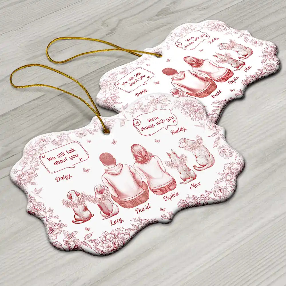 Sad,Memorial,Christmas,Dog Lovers,Pet Lovers,Cat Lovers,Dog Mom - I Miss You Memorial Dog Cat Toile - Personalized Medallion Ceramic Ornament