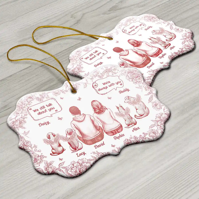 Sad,Memorial,Christmas,Dog Lovers,Pet Lovers,Cat Lovers,Dog Mom - I Miss You Memorial Dog Cat Toile - Personalized Medallion Ceramic Ornament