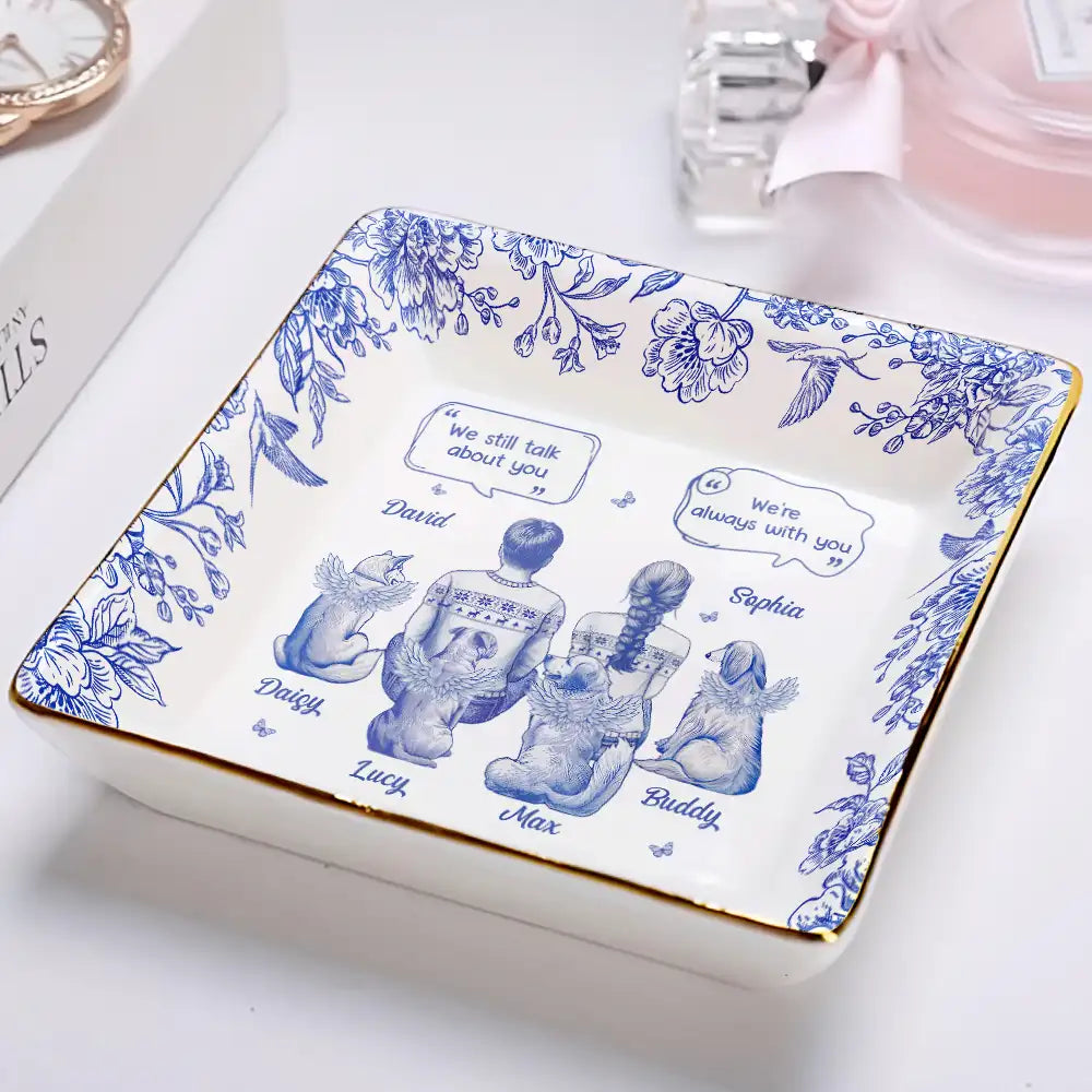 Sad,Memorial,Dog Lovers,Pet Lovers,Cat Lovers,Dog Mom - I Miss You Memorial Dog Cat Toile - Personalized Ring Dish