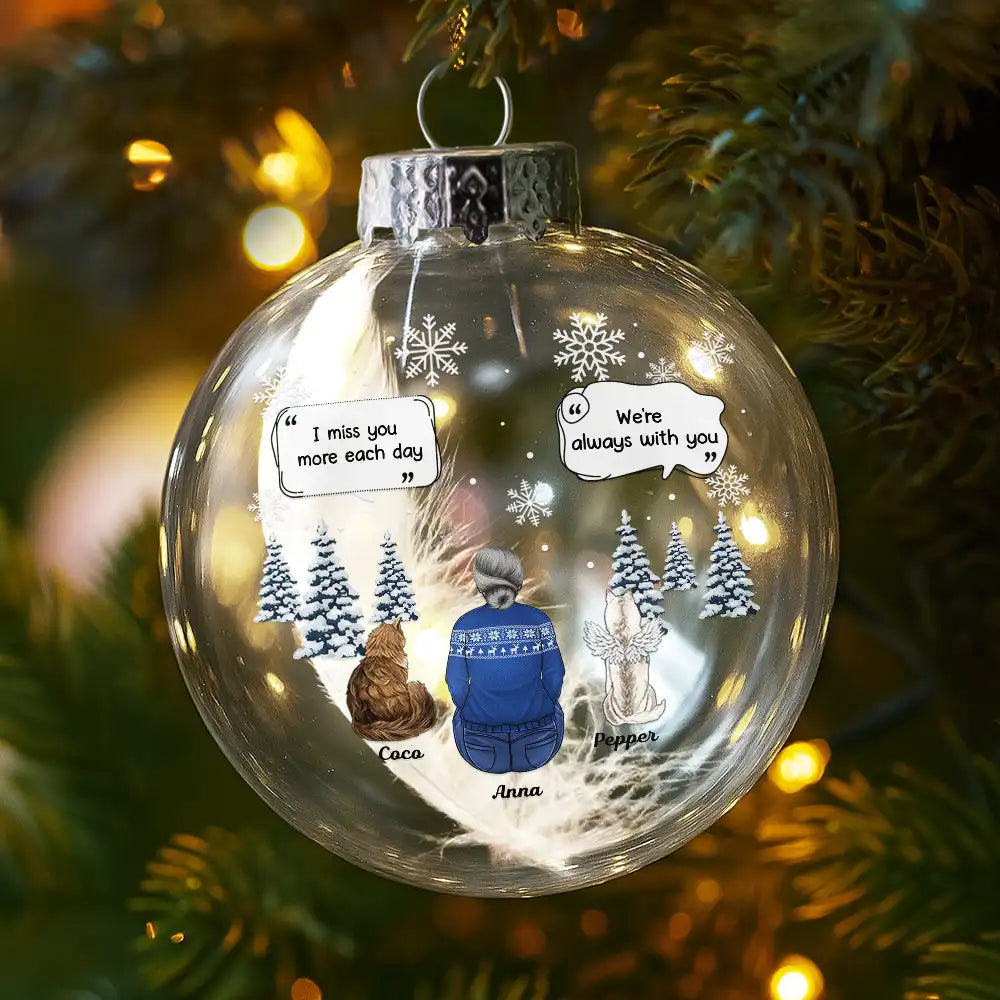 Christmas,Pet Lovers,Memorial,Sad - I Miss You Memorial Pet Loss - Personalized Glass Bauble Ornament