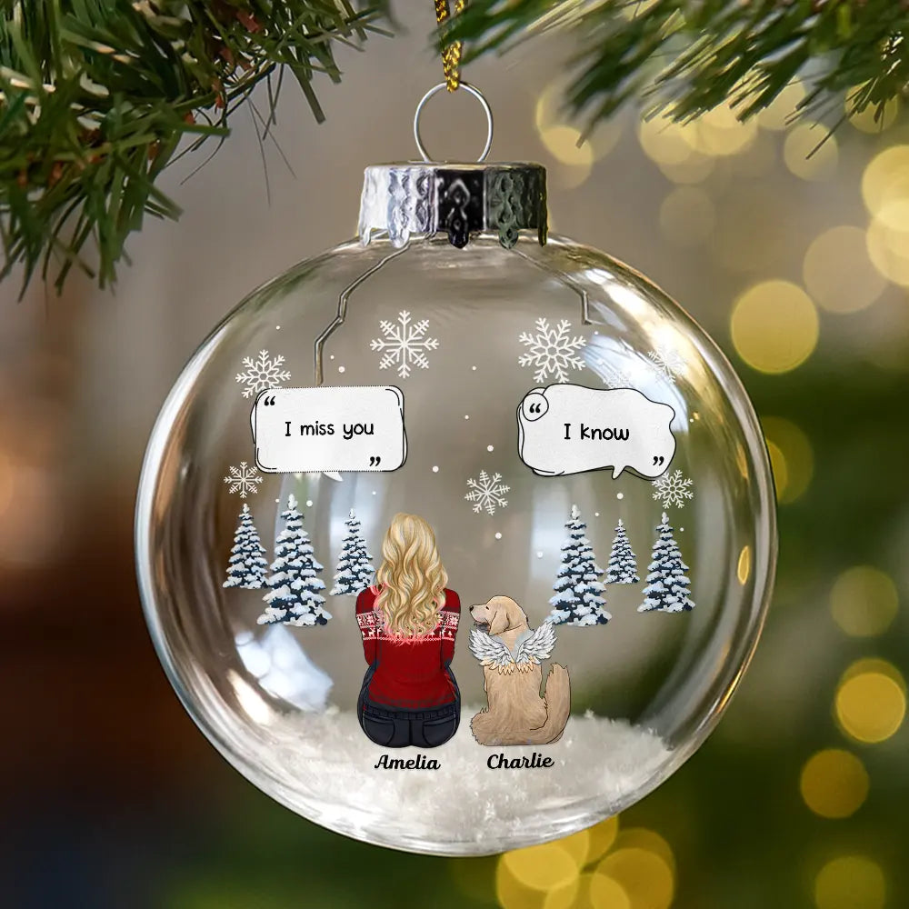 Christmas,Pet Lovers,Memorial,Sad - I Miss You Memorial Pet Loss - Personalized Glass Bauble Ornament