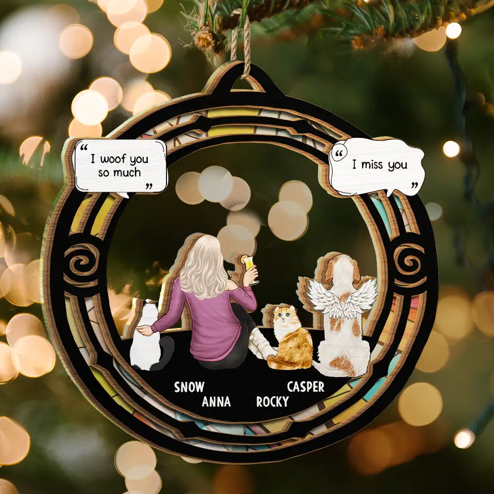 Sad,Memorial,Pet Lovers,Christmas  - I Miss You Pet Memorial - Personalized Suncatcher Ornament