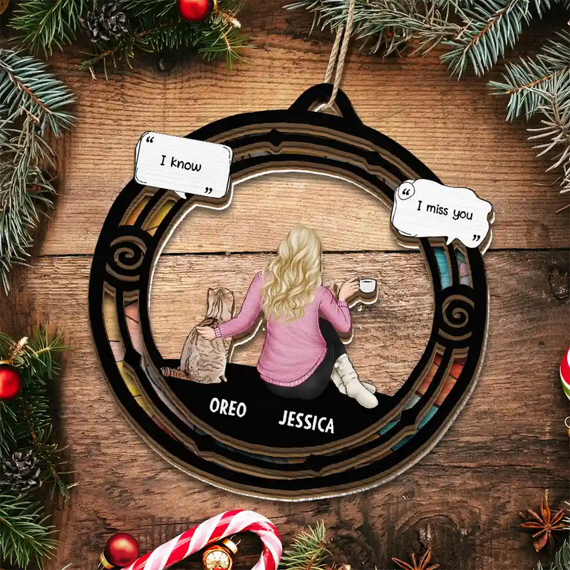 Sad,Memorial,Pet Lovers,Christmas  - I Miss You Pet Memorial - Personalized Suncatcher Ornament