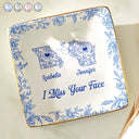Gift For Bestie,Gift For Sisters,Gift For Women,Gifts For Colleagues,Happy,Gift For Sibling - I Miss Your Face Toile Pattern - Personalized Ring Dish