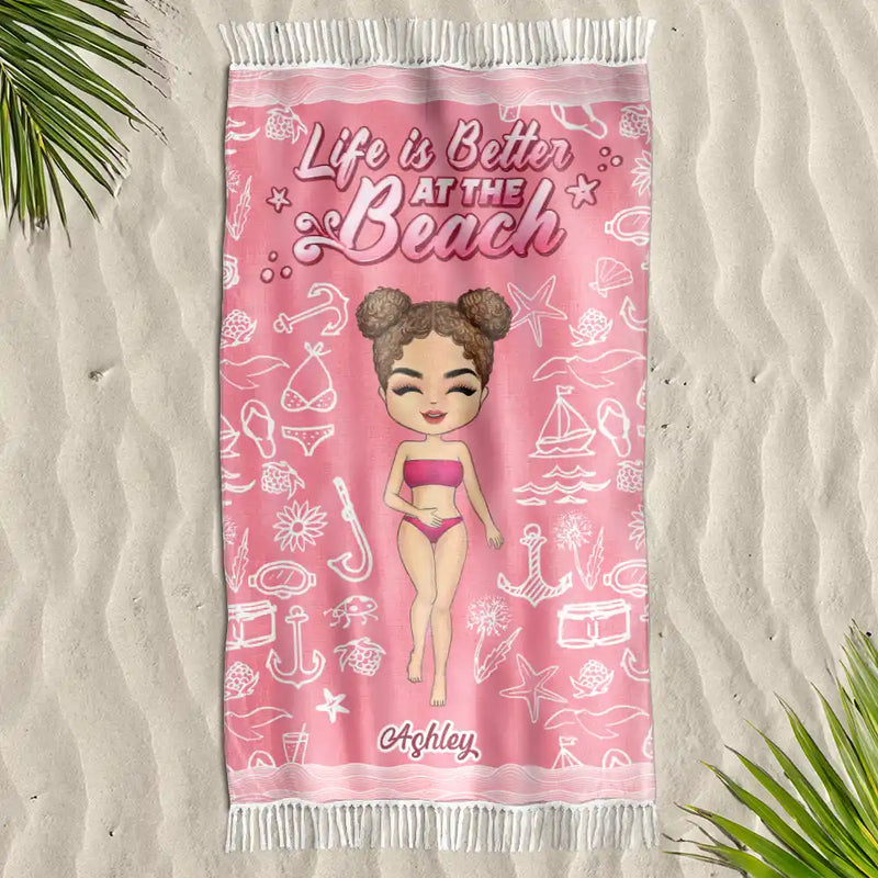 Gift For Women,Gift For Yourself,Summer,Beach,Travel,Happy - I Need Some Vitamin Sea - Personalized Turkish Beach Towel