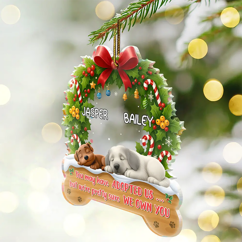Dog Lovers, Happy - I Own You Christmas - Personalized Custom Shaped Acrylic Ornament