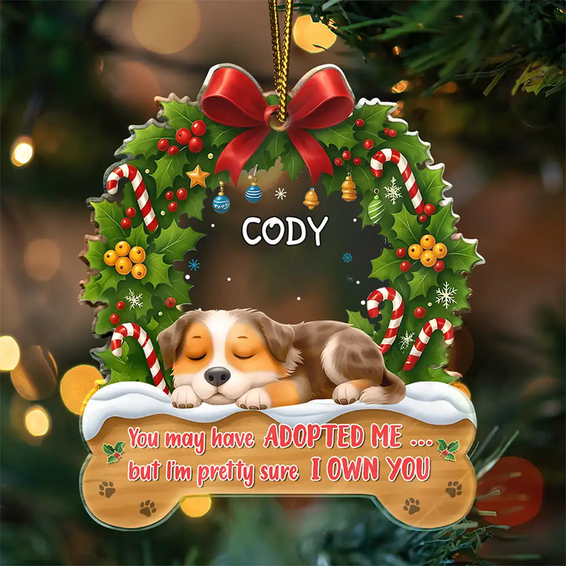 Dog Lovers, Happy - I Own You Christmas - Personalized Custom Shaped Acrylic Ornament