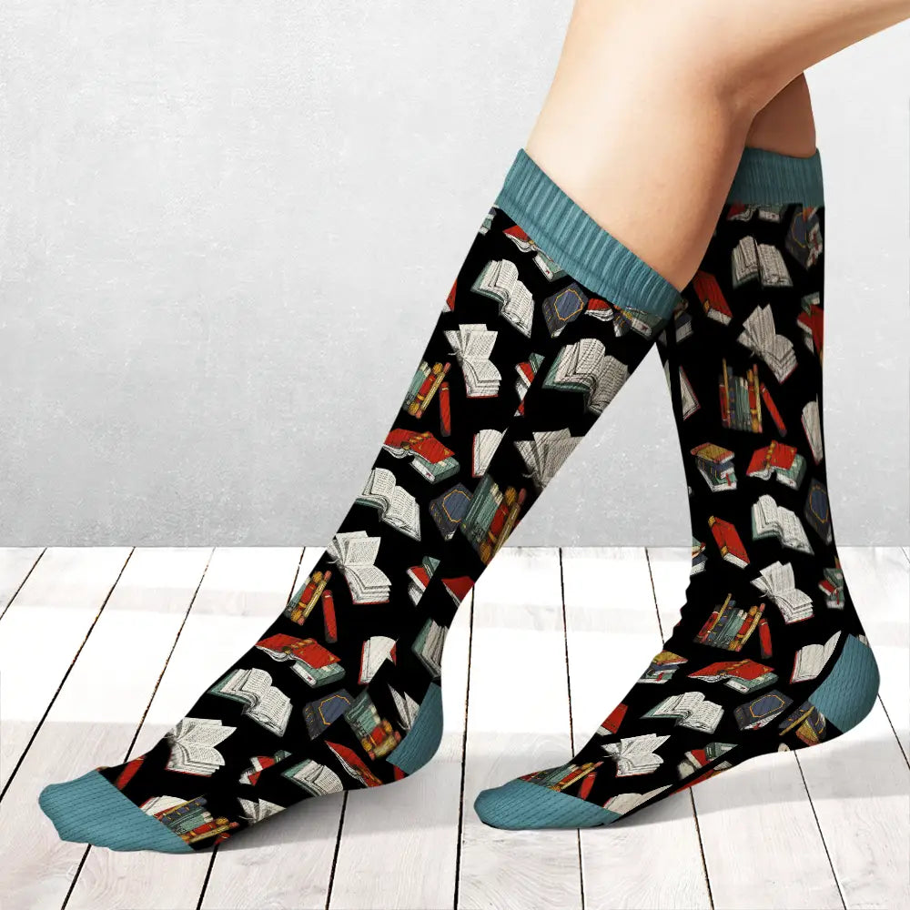 Gift For Yourself, Gift For Women, Reading, Happy, Gift For Men, Christmas - I Really Do Need All These Books - Personalized Socks