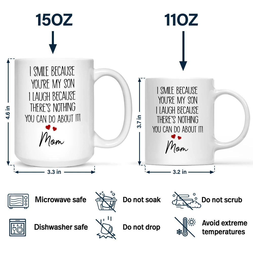 Dad,Daughters,Gift For Daughter,Mom,Sons,Gift For Son,Gift For Women,Gift For Men,Top Market,Happy - I Smile Because You Are My Daughter 3D Effect - Personalized Mug