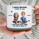 Mom - Sons,Mom - Daughters (Adult),Gift For Daughter,Gift For Son,Funny - I Smile Because You Are My Daughter Son - Personalized Pottery Mug
