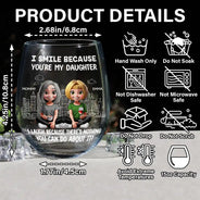 Mom - Sons, Dad - Daughters (Adult), Family, Happy - I Smile Because You Are My Daughter Son - Personalized Stemless Wine Glass