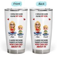 Dad - Daughters (Adult),Dad - Daughters (Young),Dad - Children,Mom - Children,Mom - Daughters (Adult),Gift For Daughter,Mom - Daughters (Young),Mom - Sons,Dad - Sons,Gift For Son,Grandpa - Grandkids,Grandma - Grandkids,Gift For Grandkids,Happy - I Smile Because You Are My Daughter Son - Personalized Tumbler