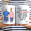 Mom,Sons,Gift For Son,Funny - I Smile Because You Are My Daughter Son Backside - Personalized Mug