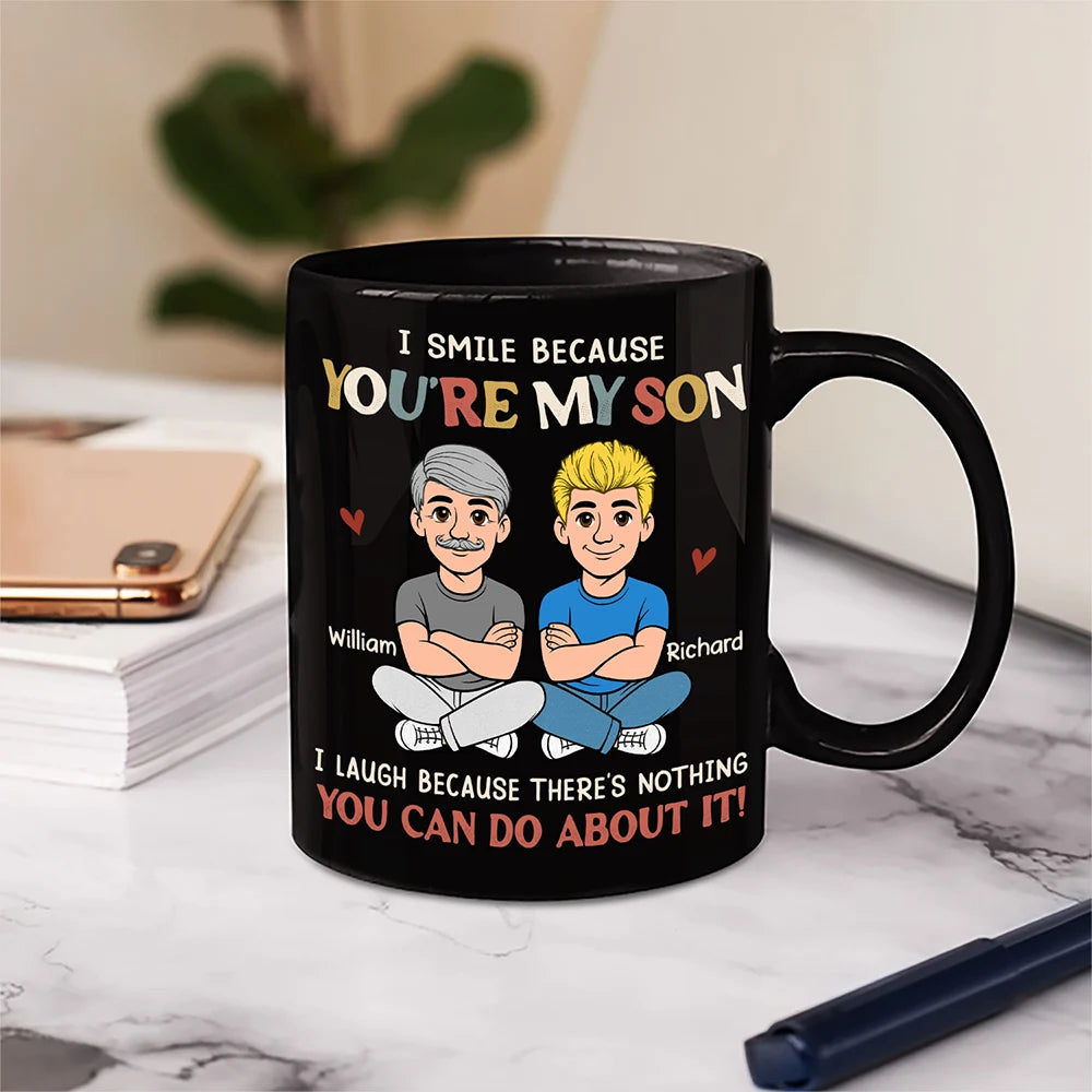 Gift For Wife,Gift For Mother,Mom - Sons,Gift For Daughter,Mom - Daughters (Adult),Dad - Daughters (Adult),Dad - Sons,Gift For Son,Funny - I Smile Because You Are My Daughter Son Retro - Personalized Mug