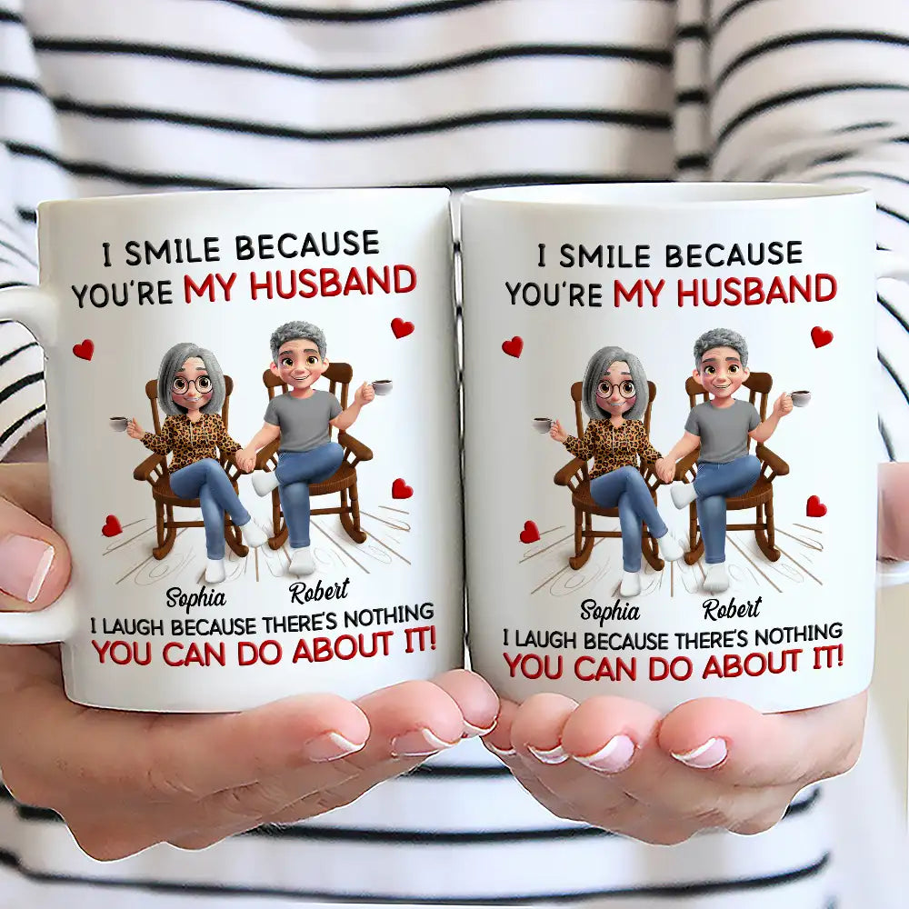 Gift For Couples,Gift For Husband,Gift For Wife,Gift For Women,Gift For Men,Happy - I Smile Because You Are My Husband - Personalized Mug