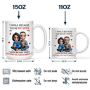 Gift For Couples,Married ,Funny - I Smile Because You Are My Husband 3D Effect Sitting Couple - Personalized Mug