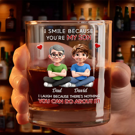 I Smile Because You Are My Son Daughter - Personalized Whiskey Glass