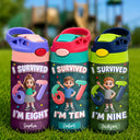 Humorous,Back To School,Gift For Kids,Vector - I Survived Six Seven Funny Slang - Personalized Insulated Water Bottle With Straw