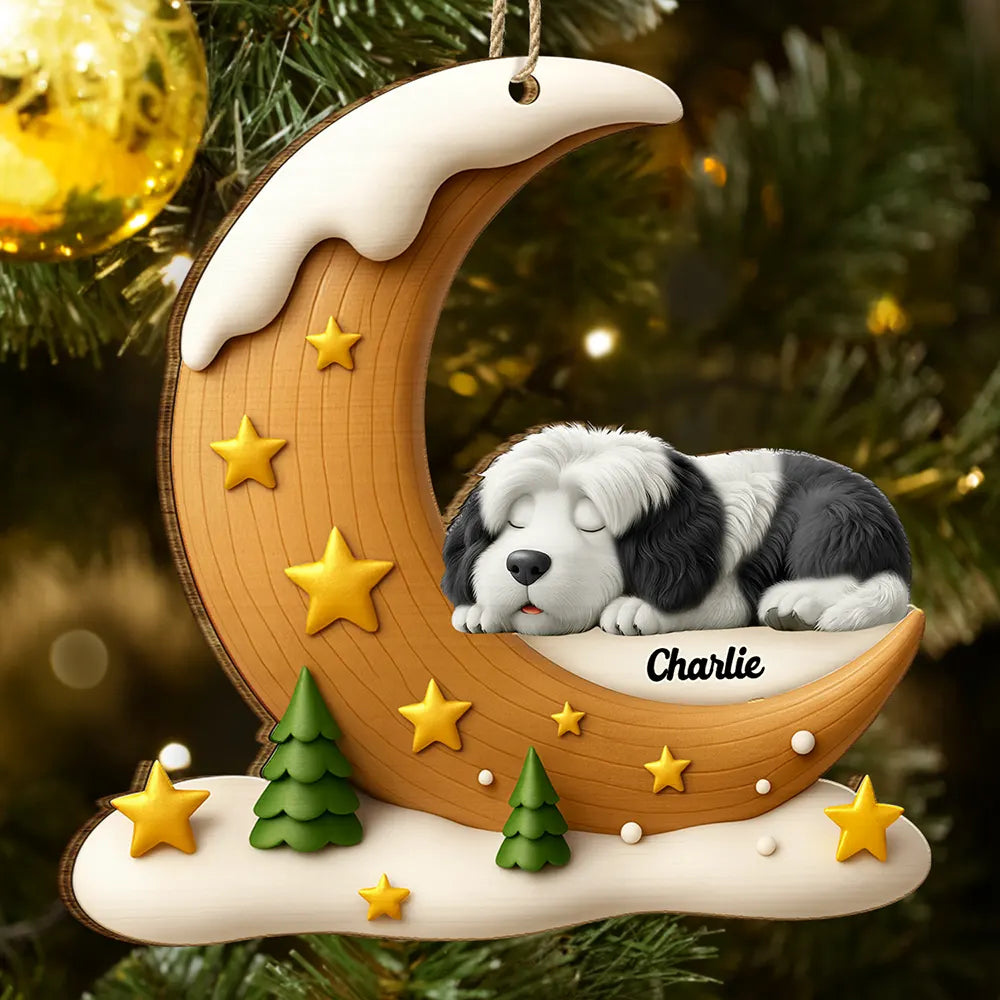 Christmas, Dog Lovers, Memorial, Sad - The Brightest Star In The Sky Dog Memorial - Personalized Custom Shaped Wooden Ornament