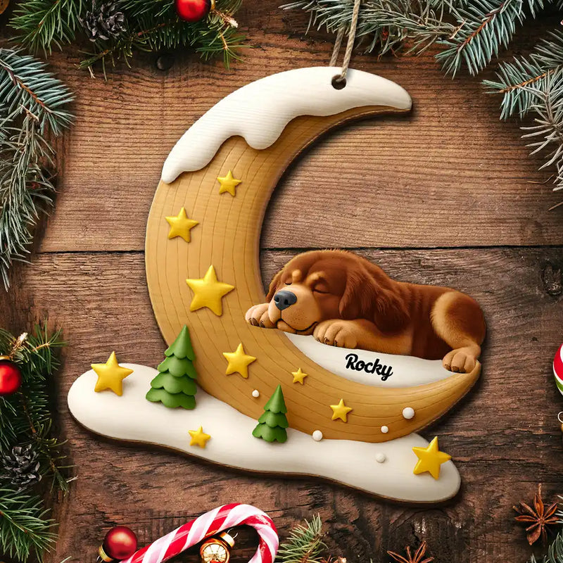 Christmas, Dog Lovers, Memorial, Sad - The Brightest Star In The Sky Dog Memorial - Personalized Custom Shaped Wooden Ornament