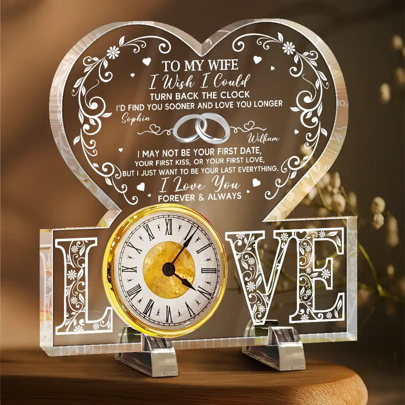 Gift For Couples,Gift For Husband,Gift For Wife,Gift For Boyfriend,Gift For Girlfriend,Old Couples,Love - I Wish I Could Turn Back The Clock - Personalized Acrylic Desk Clock