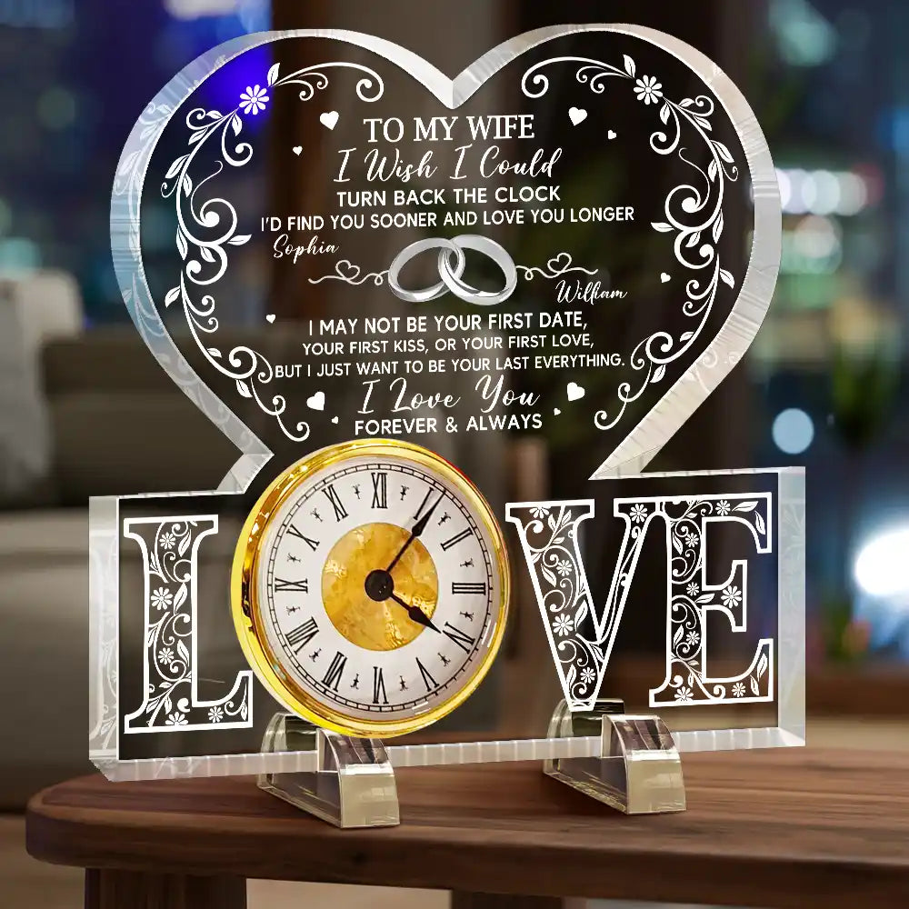 Gift For Couples,Gift For Husband,Gift For Wife,Gift For Boyfriend,Gift For Girlfriend,Old Couples,Love - I Wish I Could Turn Back The Clock - Personalized Acrylic Desk Clock