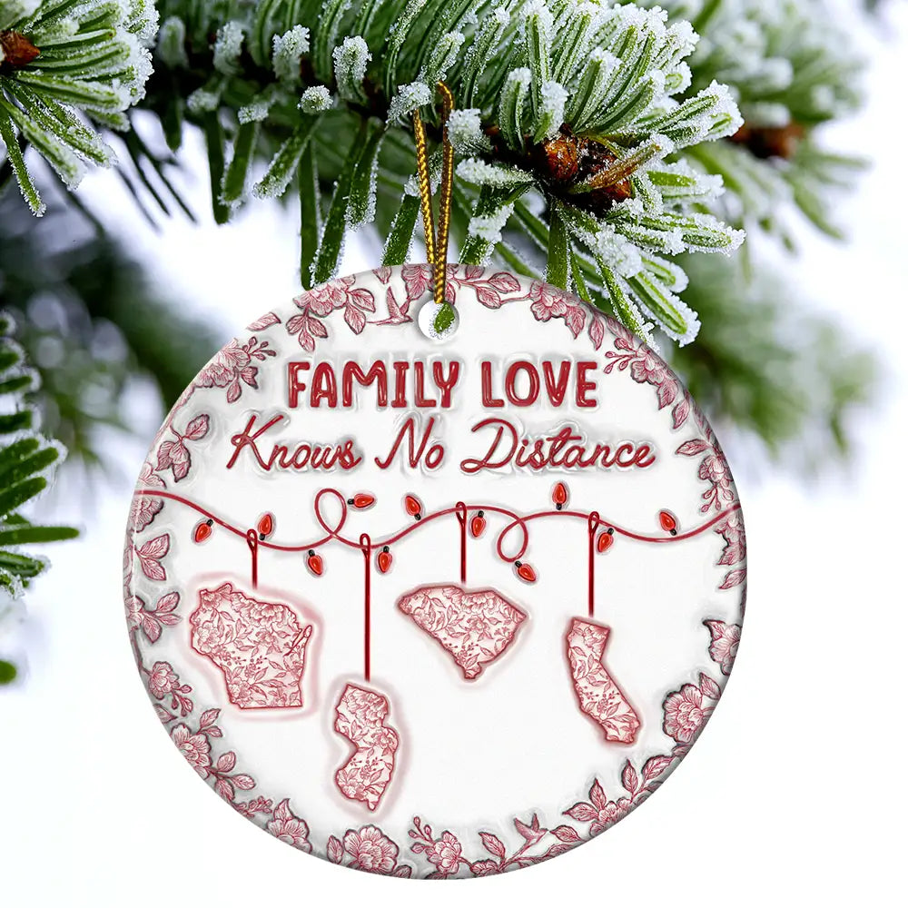 Top Market,Family,Gift For Bestie,Long Distance,Happy - I Wish We Lived Closer 3D Inflated Effect - Personalized Circle Ceramic Ornament