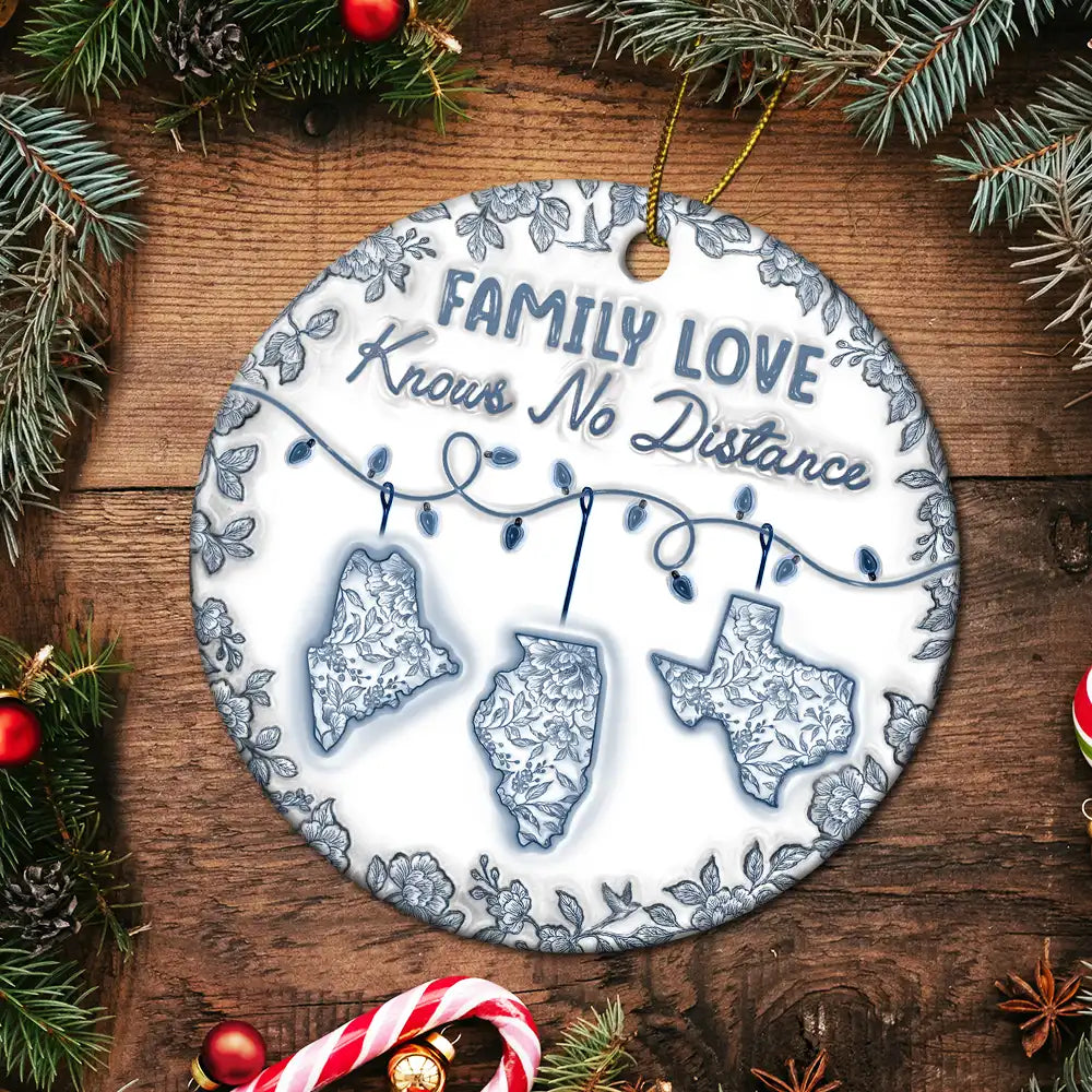 Top Market,Family,Gift For Bestie,Long Distance,Happy - I Wish We Lived Closer 3D Inflated Effect - Personalized Circle Ceramic Ornament