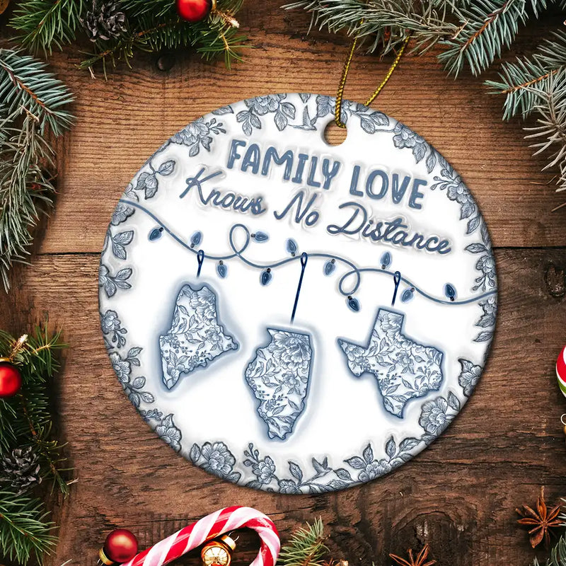 Top Market,Family,Gift For Bestie,Long Distance,Happy - I Wish We Lived Closer 3D Inflated Effect - Personalized Circle Ceramic Ornament