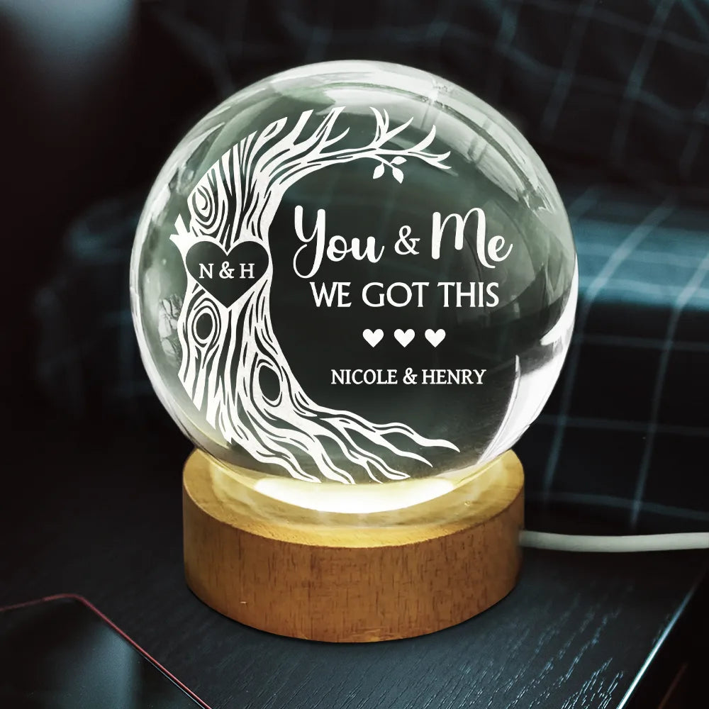 Gift For Couples,Gift For Boyfriend,Gift For Girlfriend,Gift For Husband,Gift For Wife,Love - I Wood Marry You All Over Again - Gift For Couples - Personalized Crystal Globe Lamp