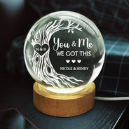 Gift For Couples,Gift For Boyfriend,Gift For Girlfriend,Gift For Husband,Gift For Wife,Love - I Wood Marry You All Over Again - Gift For Couples - Personalized Crystal Globe Lamp