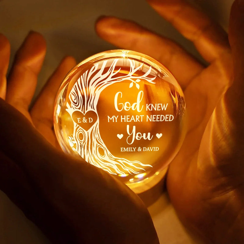 Gift For Couples,Gift For Boyfriend,Gift For Girlfriend,Gift For Husband,Gift For Wife,Love - I Wood Marry You All Over Again - Gift For Couples - Personalized Crystal Globe Lamp