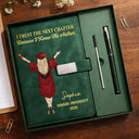 Vector,Graduation,Gift For Women,Gift For Men,Happy - I Trust The Next Chapter - Personalized Leather Notebook Set