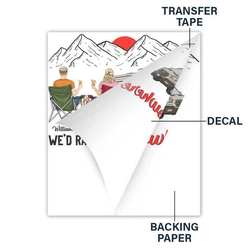 Camping,Campsite,Gift For Yourself,Gift For Men,Gift For Women,Happy - I'd Rather Be Nowhere - Personalized Decor Decal