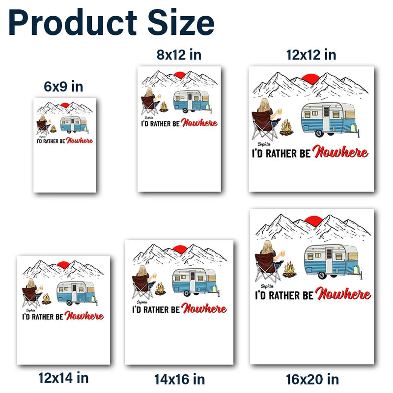 Camping,Campsite,Gift For Yourself,Gift For Men,Gift For Women,Happy - I'd Rather Be Nowhere - Personalized Decor Decal